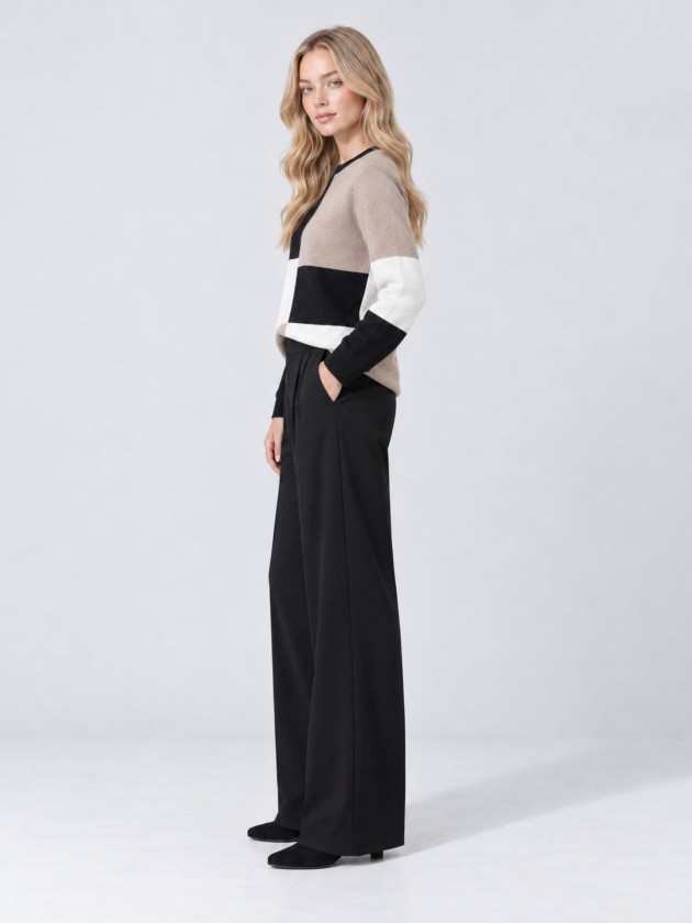 Camisola de malha com blocos de cor Camisola de malha com blocos de cor
