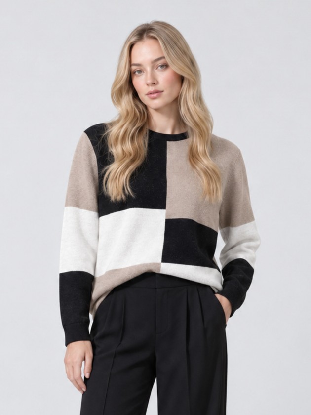Camisola de malha com blocos de cor Camisola de malha com blocos de cor