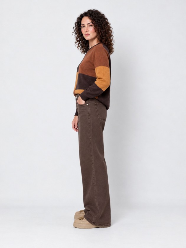 Camisola de malha com blocos de cor