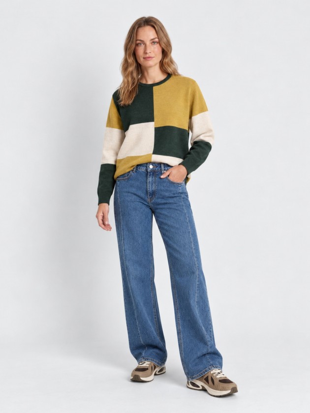 Camisola de malha com blocos de cor Camisola de malha com blocos de cor