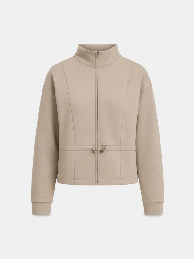 Jacket with zipper and drawstring. Jacket with zipper and drawstring.