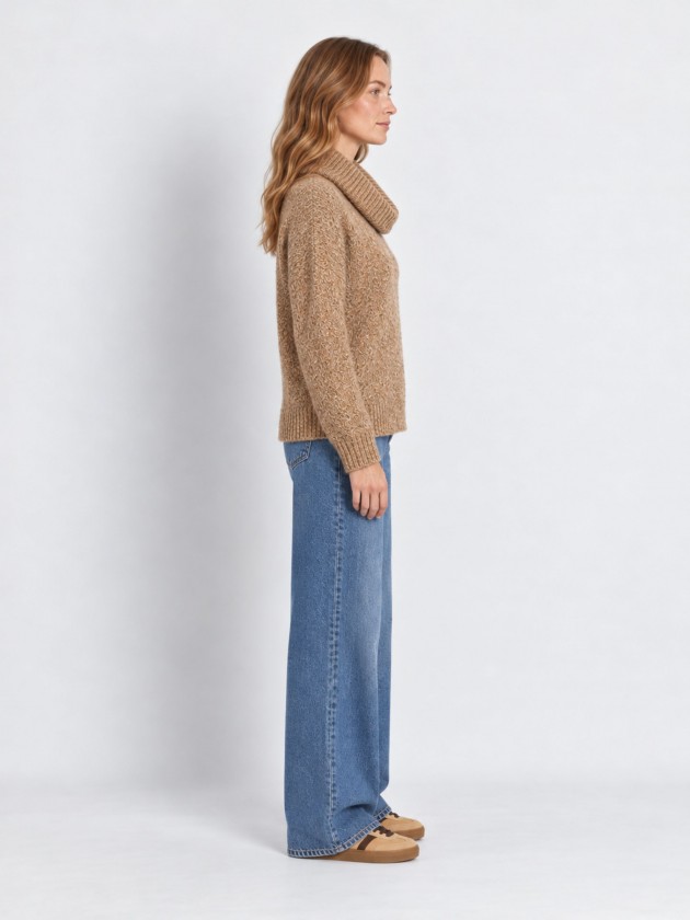 Knitted sweater with a high neck