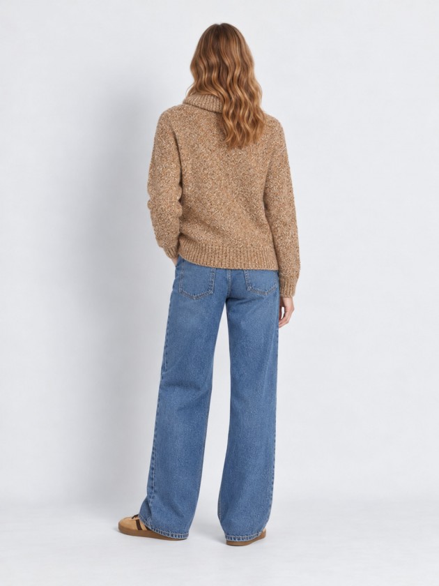 Knitted sweater with a high neck
